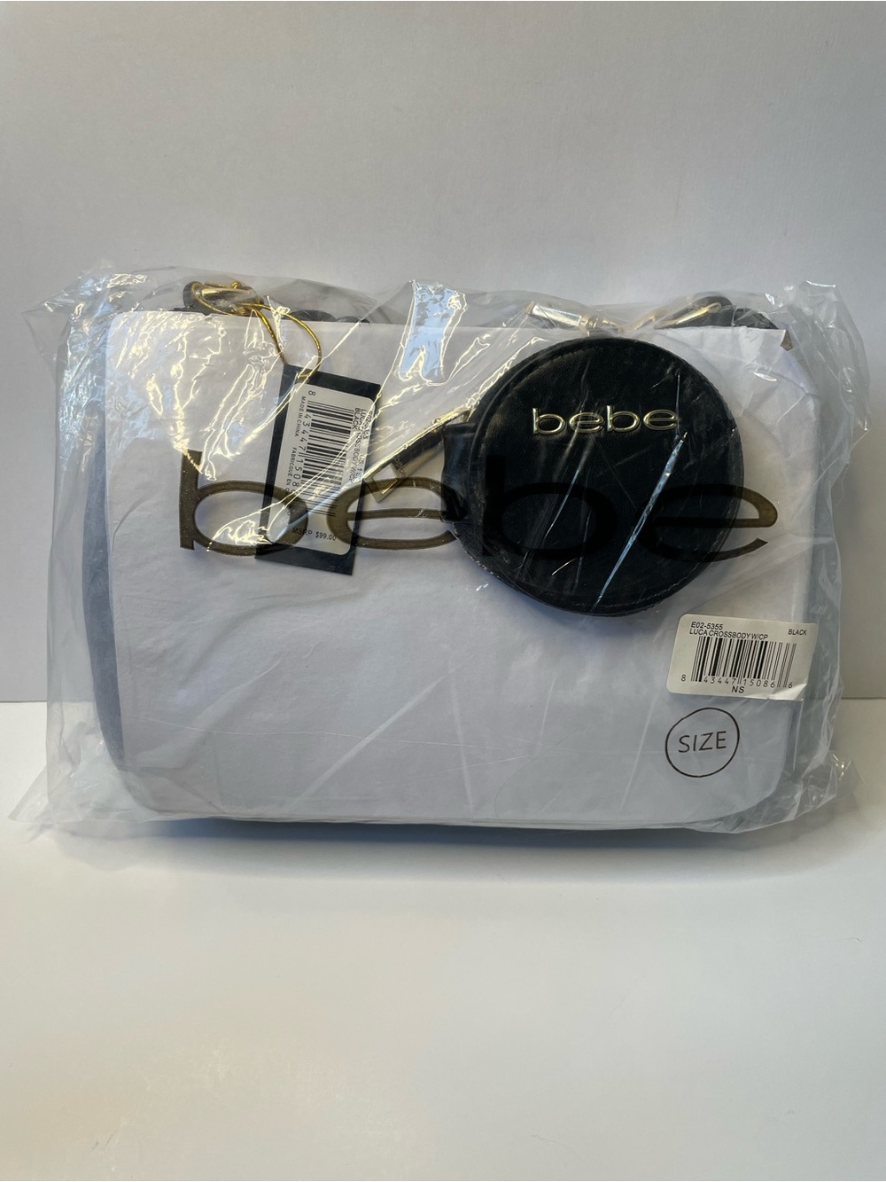NWT bebe Black Woven Crossbody with Coin Pouch and Gold Hardware - Picture 4 of 4